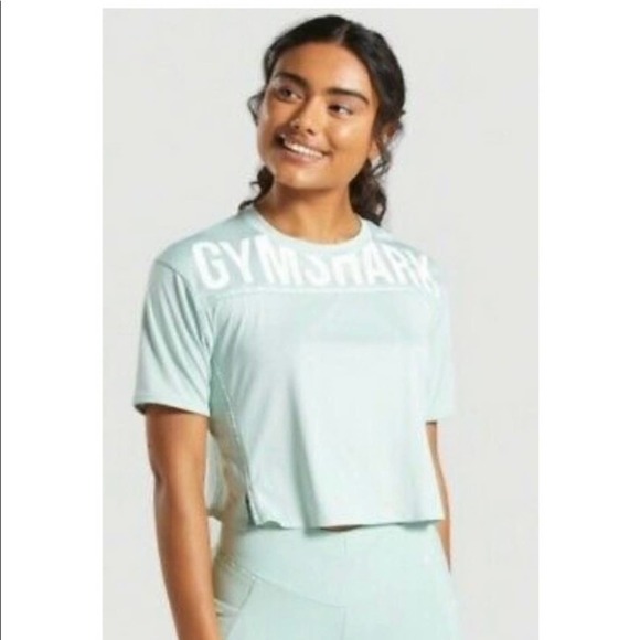 Gymshark - Recess Open Back Short Sleeve Crop Top - Green - Large - Picture 1 of 9